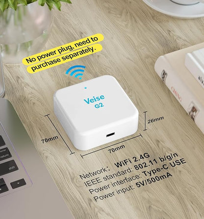Veise G2 Gateway, Smart Deadbolt Wi-Fi Gateway, Remote Control, Compatible with DD Lock APP and TT Lock APP Remote Control