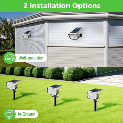 nipify Solar Spot Lights Outdoor Motion Sensor with 3 Modes, Solar Spotlights Outdoor Waterproof 2-in-1 Auto On/Off Landscape Lighting for Outside Yard Wall Garden Pathway, Cool White