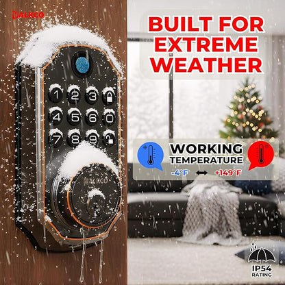 VALKCO Smart Door Lock V5O5BF, Keyless Entry Door Lock with Keypad and Bluetooth App Control, Fingerprint Deadbolt, Smart Door Lock for Front Door, Auto Lock, IP54 Weatherproof, Easy Installation.