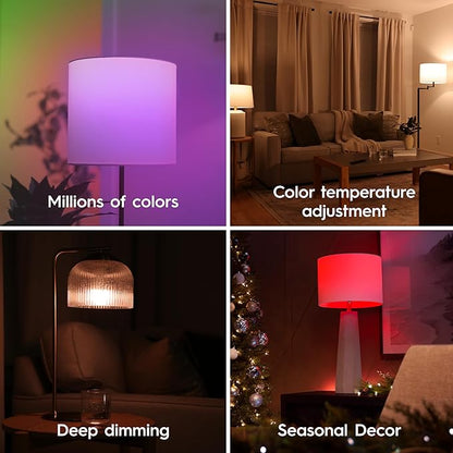 Cync GE A19 LED Smart Light Bulbs, Room Decor Aesthetic Bluetooth and WiFi Color Changing Lights, LED Indoor Light Bulb, Compatible with Alexa and Google (2 Pack)