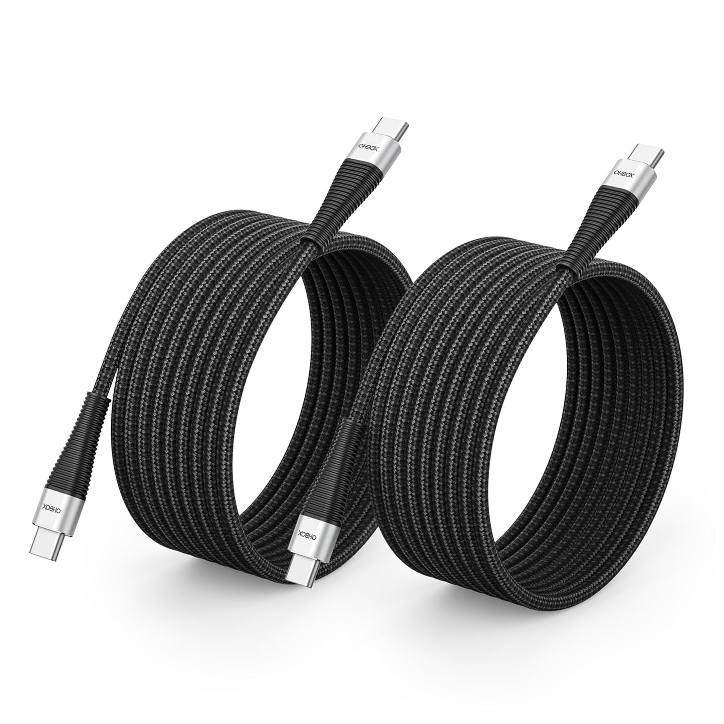 Extra Long USB C to USB C Cable 15FT 2Pack 100W, USB C Charger Cable Fast Charging Cord Braided, Type C Cable for iPhone 16 15/15Plus/15Pro/Max, MacBook Pro/Air, iPad Pro/Air/Mini,Samsung,Pixel,Laptop