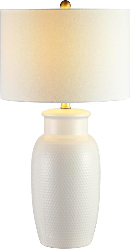 SAFAVIEH Lighting Collection Norsi Modern Contemporary Ivory Ceramic 27-inch Bedroom Living Room Home Office Desk Nightstand Table Lamp (LED Bulb Included)