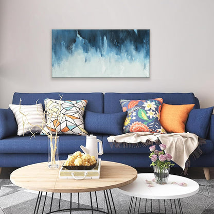 Canvas Wall Art Decor Abstract Art White Blue Wall Art Decor Pictures for Living Room Art Work Decoration Modern Abstract Wall Art Paintings Prints For Home Bedroom Office Kitchen Wall Decor 20" x 40"