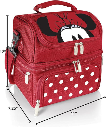 PICNIC TIME Disney Minnie Mouse Pranzo Lunch Bag, Insulated Lunch Box with Utensil Set, Lunch Cooler Bag, (Red) 11 x 7.5 x 12