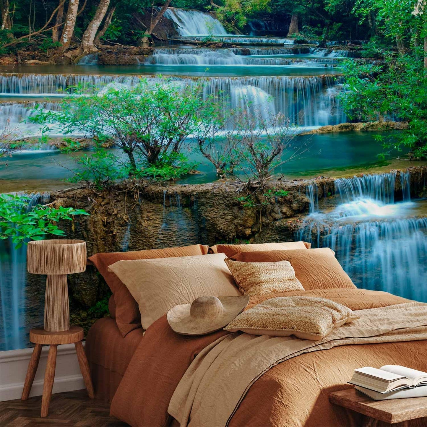 artgeist Premium Wall Mural Waterfall Landscape 216x98 in - Non-Woven Photo Wallpaper Art Print Fleece Wall Mural Decoration Poster Picture Design Forest Nature Tree c-B-10073-a-a