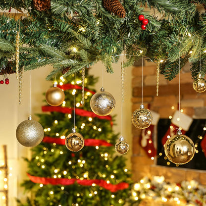 Christmas Ball Ornaments for Christmas Decorations - 41 Pieces Xmas Tree Shatterproof Gold Ball Ornaments with Hanging Loop for Holiday and Seasonal Decoration