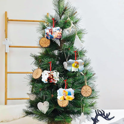 2 Pack Personalized Christmas Ornaments 2025 Wood Custom Photo Text Hanging Ornament for Christmas Tree Decorations, First Christmas Engaged/Married, New Home, Baby's First Christmas, Memorial
