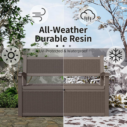 80 Gallon Storage Bench Deck Box, Waterproof and Lockable Outdoor Storage Furniture for Patio, Garden, and Porch – Perfect for Storing Garden Tools and Cushions (Gray)