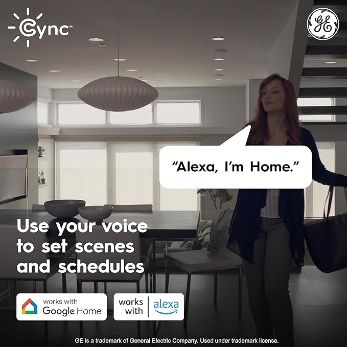 GE Cync Reveal HD+ Smart LED Recessed Downlight Fixture, Color Changing LED Light, Works with Alexa and Google Home, Matter Compatible, Ceiling Light Fixture, 6 Inch (3 Pack)