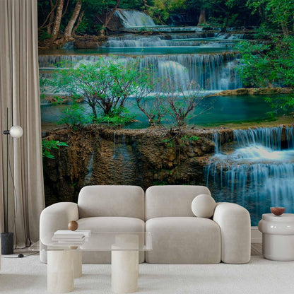 artgeist Premium Wall Mural Waterfall Landscape 216x98 in - Non-Woven Photo Wallpaper Art Print Fleece Wall Mural Decoration Poster Picture Design Forest Nature Tree c-B-10073-a-a