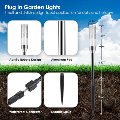 B-right LED Pathway Lights Outdoor, 6 Pcs Path Lights 570 Lumens AC Plug 12V Low Voltage Landscape Lighting, Extendable IP65 Waterproof Outdoor Garden Light for Patio Yard Walkway, Warm White 2700K