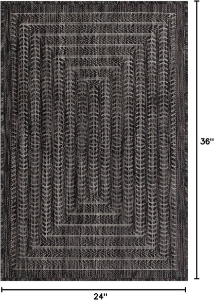 Adiva Rugs Outdoor Indoor Area Rug, Weather Resistant, Easy to Clean, Stain Resistant Floor Mat for Dining Room, Backyard, Deck, Patio (Pebble Weiss, 2' x 3')