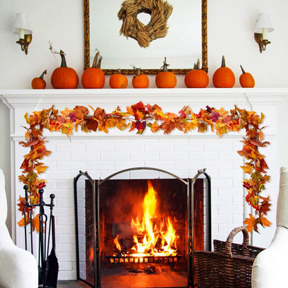 Lvydec 2 Pack Fall Maple Garland - 5.9ft/Piece Artificial Fall Foliage Garland Colorful Autumn Decor for Home Wedding Party (Mixed Color)