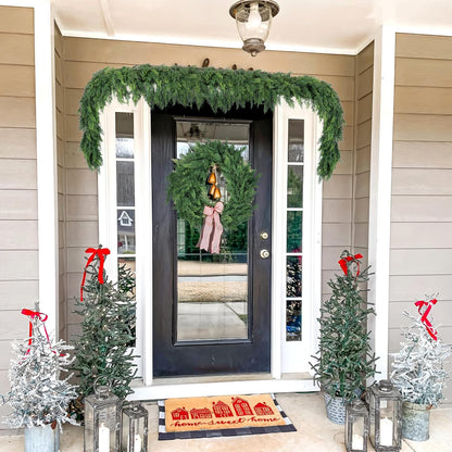 Hananona 6 FT Artificial Cedar Garlands, Real Touch Winter Cedar Cypress Garland, Green Artificial Greenery Pine Garland for Table, Mantle, Wall, Indoor, Outdoor Christmas Decorations (1, 6 FT)