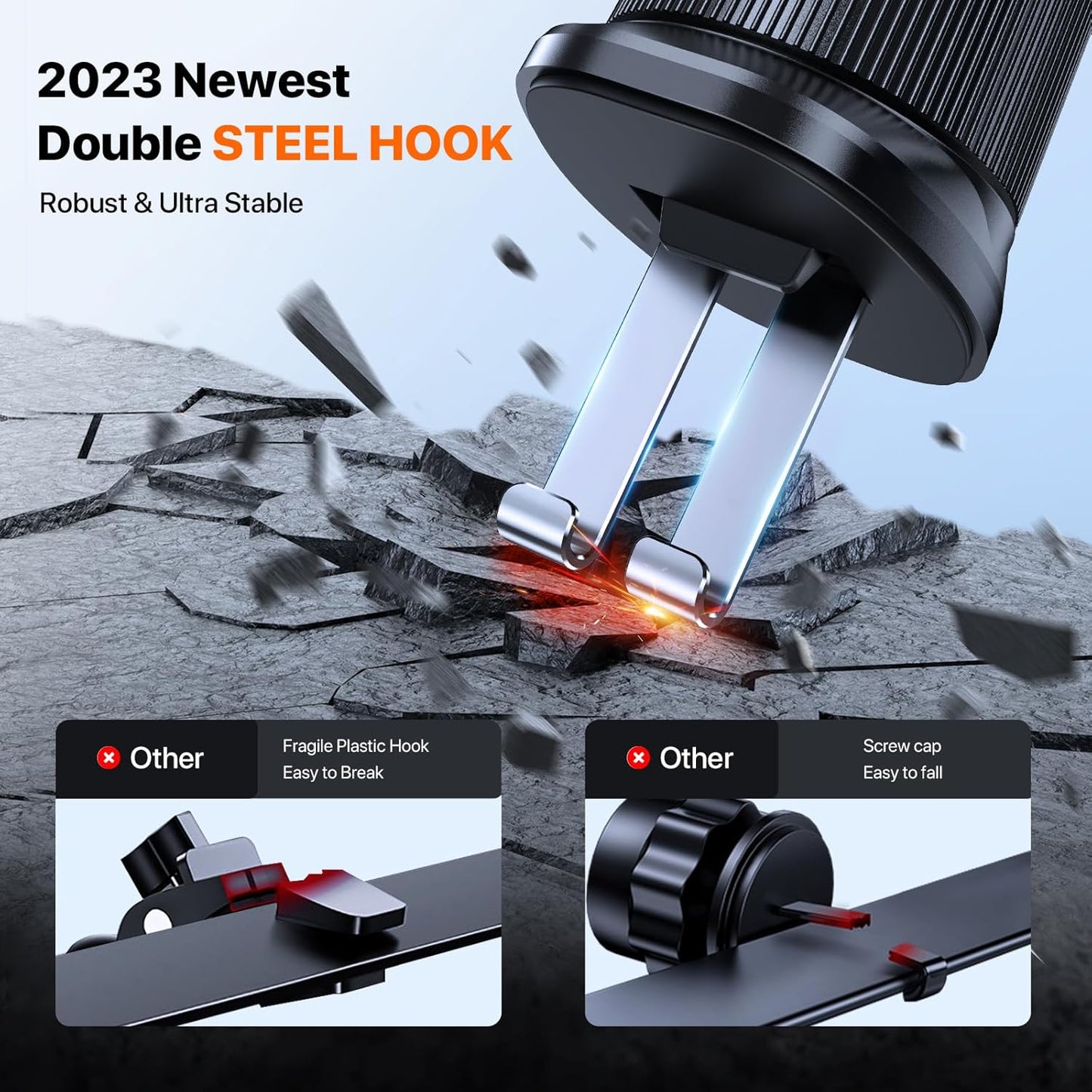 Miracase Phone Holders for Your Car, [Thick Case & Heavy Phone Friendly] Universal Cell Phone Car Mount, 3-in-1 Phone Mount for Car Dashboard Windshield Air Vent Fit for All Smartphones, Grey