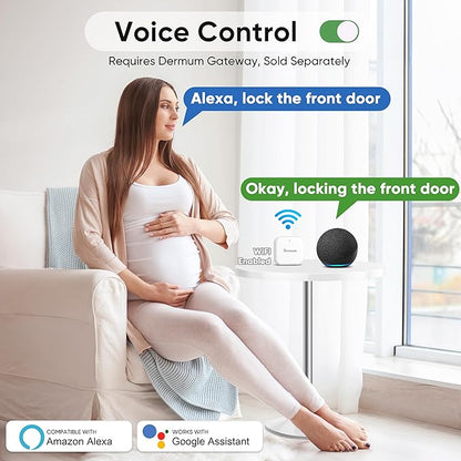 Keyless Entry Fingerprint Digital Smart Lock with Handle & Keypad: Electronic/Electric Lock with Code, App Control Biometric Deadbolt Door Knob for Front, Interior, Exterior & Bedroom Door (Silver)