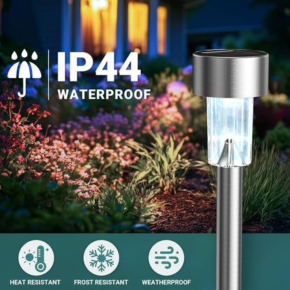 GIGALUMI Solar Lights Outdoor Waterproof, 20 Pack, Stainless Steel LED Solar Garden Lights for Patio, Lawn, Yard and Landscape, Garden Decor Patio Decor, Cold White