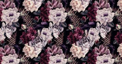 Floral Wallpaper Watercolor Dark Peony Flowers Mural Wallpaper for Bedroom Living Room (Not Peel n' Stick)