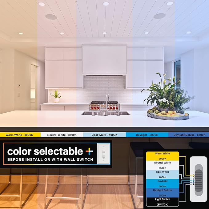 Feit Electric LED Ceiling Downlight, Dimmable Flat Panel Ceiling Light with Color Selection (5CCT), TP24 Adapter Included