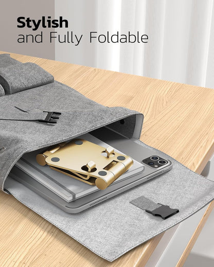 Nulaxy Dual Folding Cell Phone Stand, Fully Adjustable Foldable Desktop Phone Holder Cradle Dock Compatible with Phone 16 15 14 13 12 11 Pro Xs Xs Max Xr X 8, Nintendo Switch, All Phones - Gold