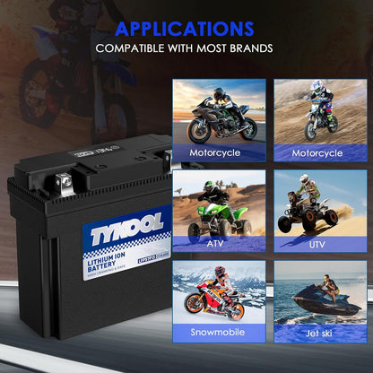 TYKOOL 51913,51814,53030,Digital Readout, High Performance Lithium Phosphate Motorcycle Battery, 600CCA,12Ah,Compatible for BMW Series Motorcycle R1300GT,R1600GT,Champion generator battery