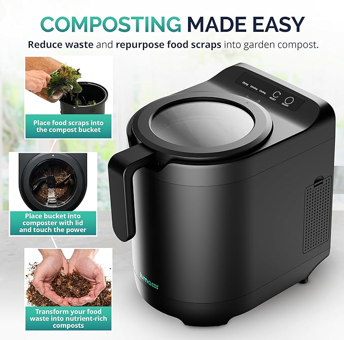 Luma® by Newair Electric Composter for Kitchen | 2.5L Odorless Kitchen Composter | Dishwasher Safe Indoor Compost Machine | 90% Volume Reduction in 3-6 Hours