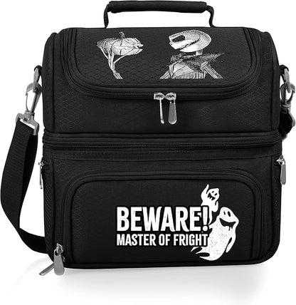PICNIC TIME Disney Jack Skellington Pranzo Insulated Lunch Box, Soft Sided Cooler Lunch Bag with Utensil Set, Dual Compartment Lunchbox, (Black)