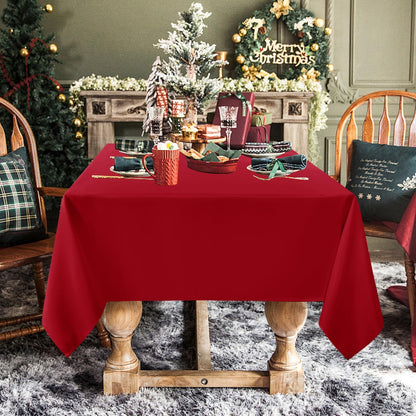 sancua Rectangle Tablecloth - 54 x 78 Inch - Stain and Wrinkle Resistant Washable Polyester Table Cloth, Decorative Fabric Table Cover for Dining Tables, Buffet Parties, Christmas Red