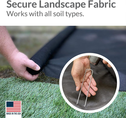 Pinnacle Mercantile USA Made 100 Pack Garden Landscape Staples Weed Barrier Fabric Stakes Galvanized 6 inch Pins Anti Rust Sod Staple 11 Gauge Steel