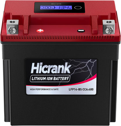 YTX14-BS/YTX14H/GYZ16H Lithium 12.8V 8Ah 480CCA LiFePO4 Motorcycle Battery, Fits for Honda KTM Yamaha Harely, Fit Motorcycle, Scooter,ATV, UTV, Jet Ski, Tractor,Riding Lawn Mower