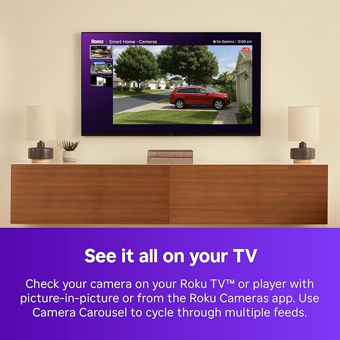Roku Battery Camera Plus for Home Security - New 2025 Weather-Resistant Outdoor & Indoor Wireless Camera & Pet Monitor with 1080p HD & Two-Way Audio - 4X Rechargeable Battery Capacity (Pack of 2)
