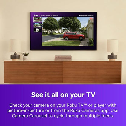 Roku Battery Camera Plus for Home Security - New 2025 Weather-Resistant Outdoor & Indoor Wireless Camera & Pet Monitor with 1080p HD & Two-Way Audio - 4X Rechargeable Battery Capacity (Pack of 2)