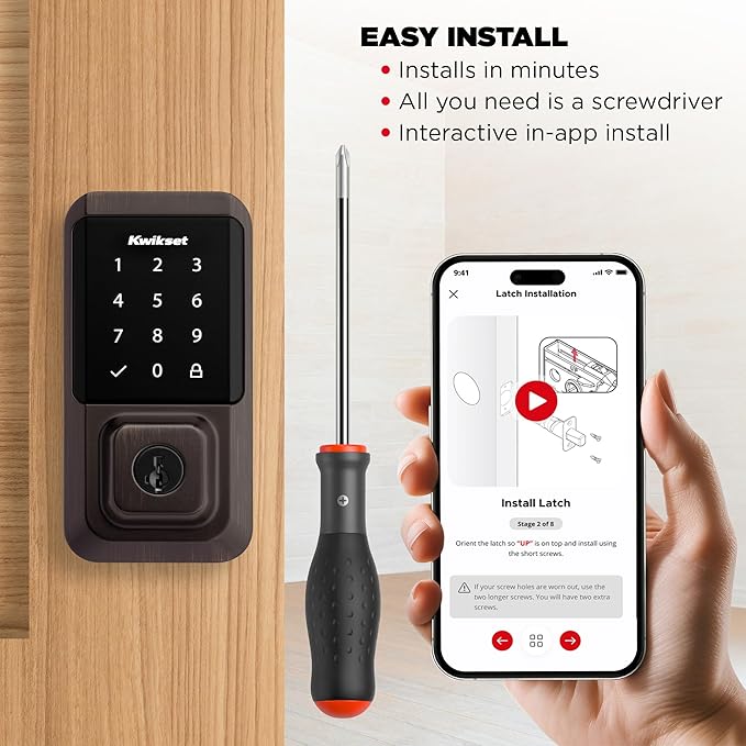 Kwikset Halo Wi-Fi Smart Lock, Keyless Entry Front Door Touchscreen Deadbolt, App Control, Grade AAA Certified, Easy Install No Hub, Venetian Bronze Finish