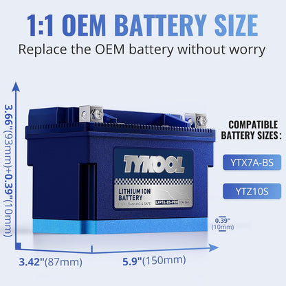 TYKOOL YTX7A-BS -Pro 12.8V 4Ah 240CCA High Performance Lithium Powersports Battery with Smart BMS, Compatible Motorcycle, Scooter,ATV, UTV, Snowmobiles,4 Wheeler, Lawn Mower, and Generator Battery