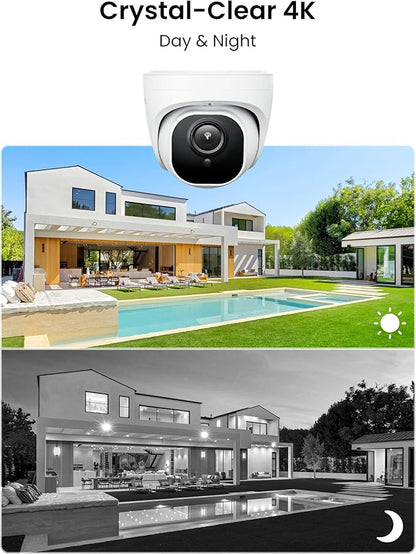 REOLINK 4K Security Camera System, 4pcs H.265 PoE Wired Turret Cameras with Person Vehicle Detection, 4K/8MP 8CH NVR with 2TB HDD for 24-7 Recording, RLK8-800D4