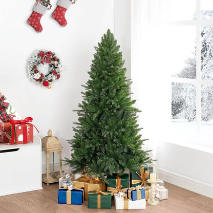 Naomi Home 4.5ft Christmas Tree with Lights, Realistic Fir Christmas Tree Prelit with 679 Branch Tips, 200 Warm Lights and Metal Stand, Aritificial Christmas Tree, Árbol De Navidad