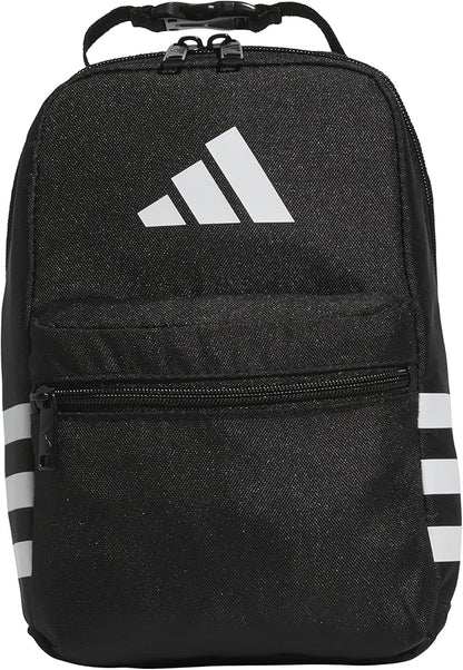 adidas Santiago Lunch Bag Cooler for Women and Men, Insulated Food Container Box with Mesh Pocket, Black/White/3.0, One Size