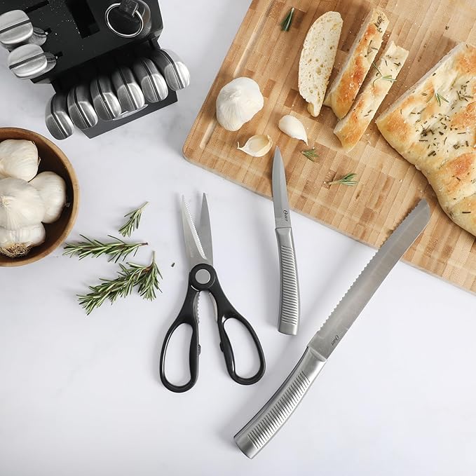 Oster Eddington 16 Piece Stainless Steel Kitchen Knife Block Set With Textured Good Grip Handles