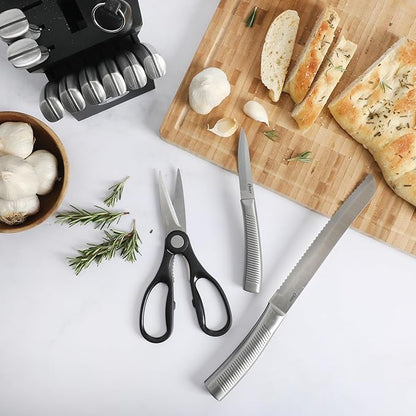 Oster Eddington 16 Piece Stainless Steel Kitchen Knife Block Set With Textured Good Grip Handles