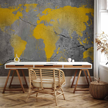 artgeist Wall Mural World Map 173x124 in - Peel and Stick Self-Adhesive Wallpaper Removable Large Sticker Foil Wall Decor Print Picture Image Design Map of The World k-A-0494-a-a