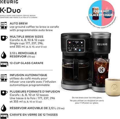 Keurig K-Duo Single Serve K-Cup Pod & Carafe Coffee Maker, Black