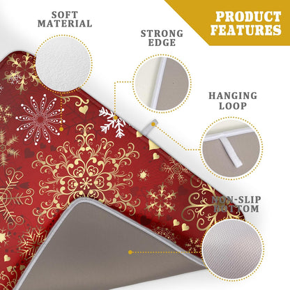 Red Snowflake Dish Drying Mat for Kitchen Counter Holiday Super Absorbent Reversible Microfiber Kitchen Countertop Protector Dishes Pad Large 18x24 inch