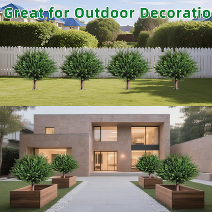 23" Artificial Cedar Topiary Ball Trees ，Set of 2 Outdoor Faux Plants with Ground Spike, UV Resistant Fake Pine Shrubs Bushes for Indoor Front Porch Yard Decorations (Cypres)