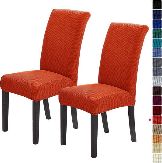 Howhic Stretch Chair Covers for Dining Room Set of 2, Removable Washable Dining Room Chair Covers, Dining Chair Slipcovers Seat Protector, Great for Home and Banquet Decor (Pureed Pumpkin, 2 Pack)