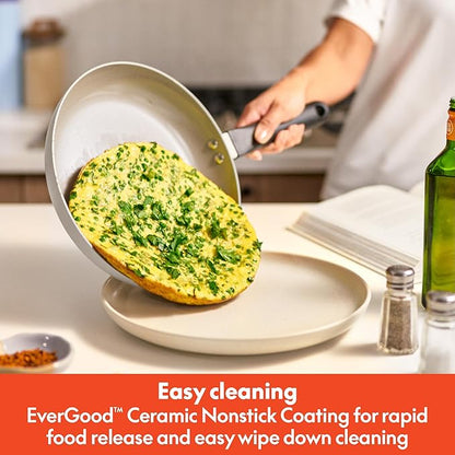 bella 21 Piece Kitchen Set with EverGood™ Ceramic Nonstick Coating, Dishwasher & Oven Safe, All Stovetops Compatible, Tempered Glass Lids & Cool Touch Handles, Oatmilk
