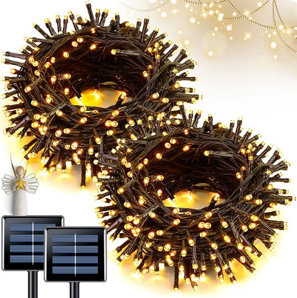 JMEXSUSS Solar String Lights Outdoor Waterproof, Total 66 FT 200 LED Solar Twinkle Lights Outdoor, Solar Christmas Light for Outside Tree Garden Yard Decor(Warm White)