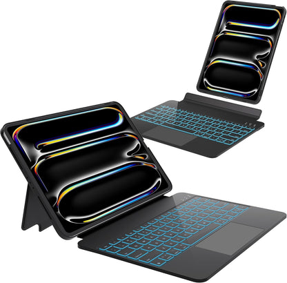iPad Pro 13 Inch Case 2024 with Keyboard, Magnetic Detachable Keyboard Case for iPad Pro 13 Inch (M4, 2024) with 7 Colors Backlight, Multi-Touch Trackpad, Portrait/Landscape Mode (Black)