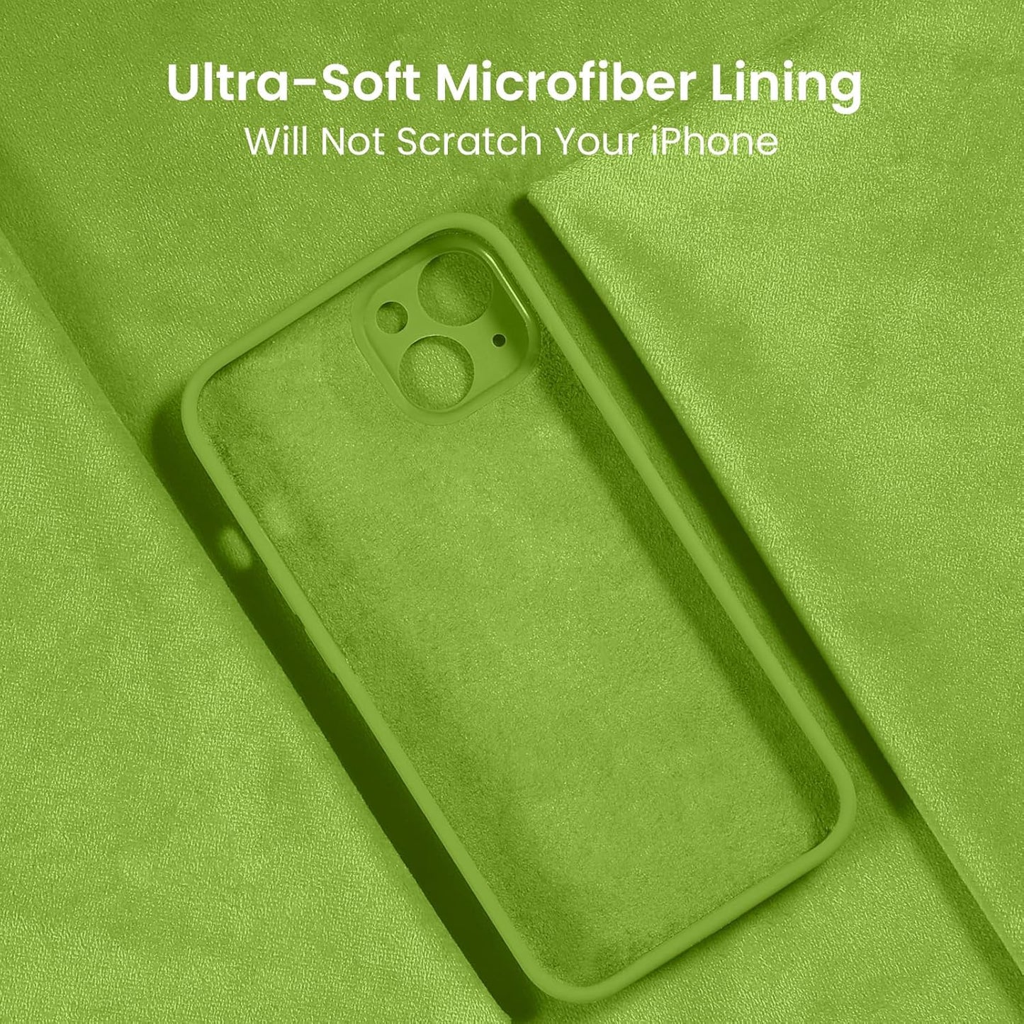 FireNova Designed for iPhone 13 Case, Silicone Upgraded [Camera Protection] Phone Case with [2 Screen Protectors], Soft Anti-Scratch Microfiber Lining Inside, 6.1 inch, Sprout Green