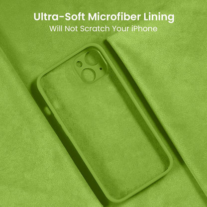 FireNova Designed for iPhone 13 Case, Silicone Upgraded [Camera Protection] Phone Case with [2 Screen Protectors], Soft Anti-Scratch Microfiber Lining Inside, 6.1 inch, Sprout Green