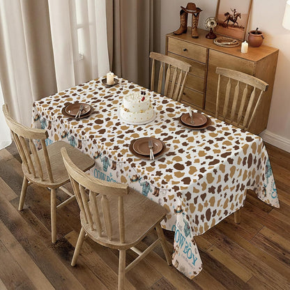 ATFUNSHOP Cowboy Baby Shower Tablecloth 4 Pack 54X108 A Little Cowboy is On The Way Western Theme Table Cover, Rustic Baby Boy Rodeo Party Decorations
